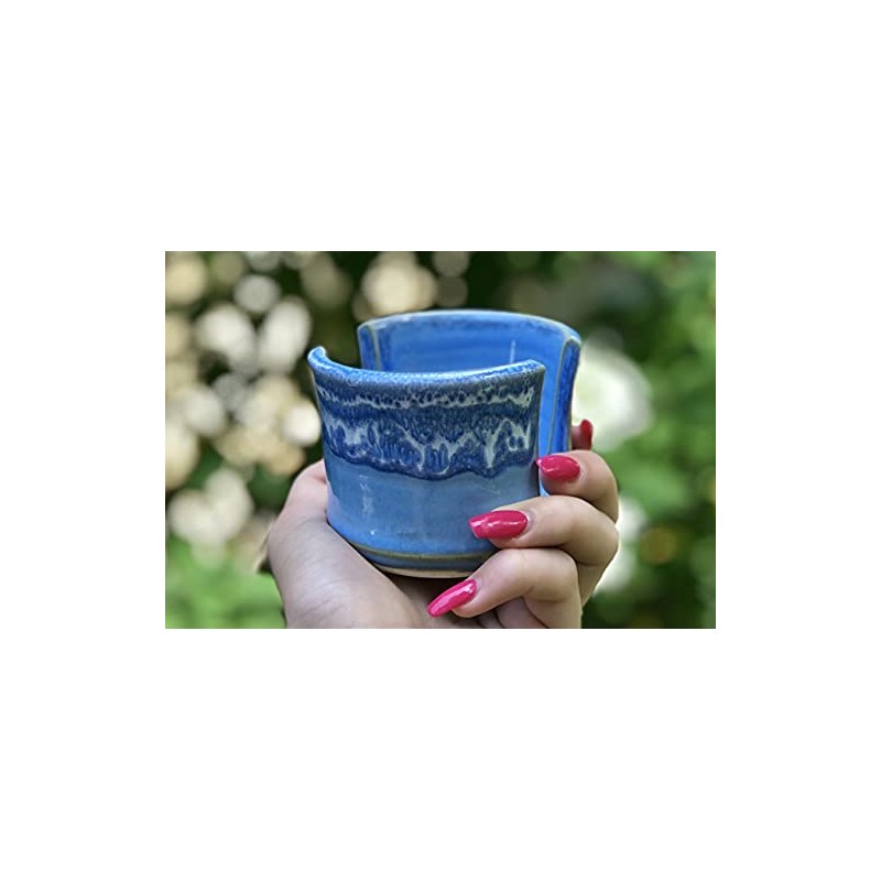 Pottery Sponge Holder/Sink Caddy Handmade Stoneware Ceramic, Blue with Frothy