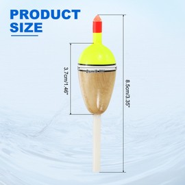 PATIKIL Fishing Floats Rigs 1.5 Inch, 4 Pack Oval Fishing Bobbers Stick Slip Bobbers Fishing Accessories with Buoyant Balsa Wood Body for Crappie Freshwater Fishing Tackle, Red/Yellow