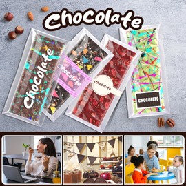 BABORUI 6 Cavities Chocolate Bar Mold Deep with Bags Scraper, Thick Chocolate Bar Mold for Stuffed Bar, Silicone Chocolate Mold for Filling Knafeh Pistachio Chocolate Bar (Diamond)