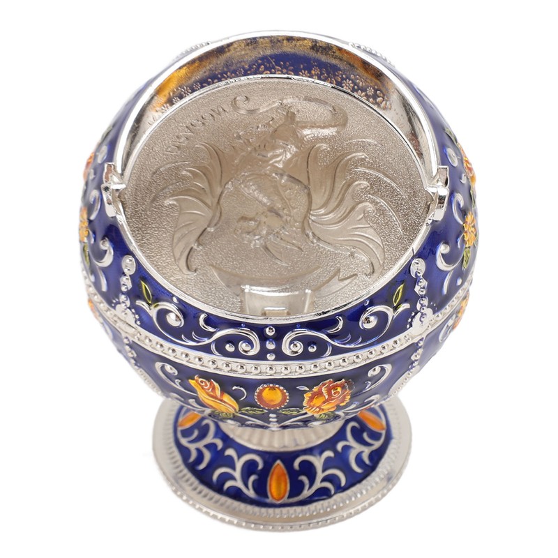 Ball Ashtray with Windproof Lid Retro Dragon Stereoscopic Relief Zinc
