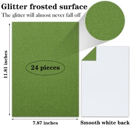 Twavang 24 Sheets Green Glitter Cardstock Paper, A4 Premium Sparkly Paper for Scrapbook, DIY Projects, Party Decoration, Gift Box Wrapping 250GSM/92lb