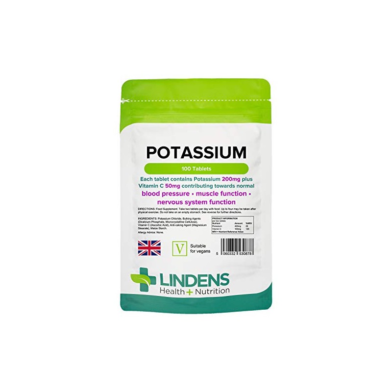 Lindens Potassium 200mg Tablets with 50mg Vitamin C - 100