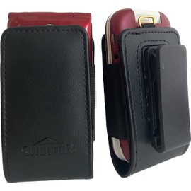 Newyorkcellphone Open top Leather case with Pinch Rotating Clip Compatible with Lively Jitterbug Flip2, Flip 2