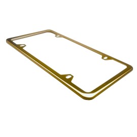 MVP T304 Stainless Steel Polish Mirror Gold Slim License Frame w/Metal Screw Cap