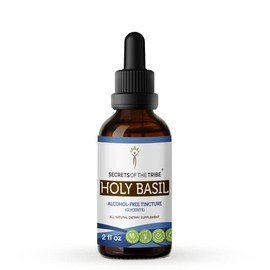 Secrets of the Tribe Holy Basil Tincture Alcohol-Free Extract, High-Potency Herbal Drops, Tincture Made from Holy Basil (Ocimum Tenuiflorum) Dried Herb 2 oz