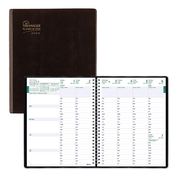 Blueline 2024 Timanager Planifi-Action Weekly/Monthly Planner, Appointment Book, 13 Months,