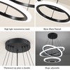 O'NEELDY Modern 3 Ring LED 52W Black Pendant Light with