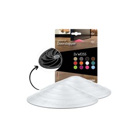 Doornado Strong Rubber Door Stopper - Door Holder No Drilling - For All Types of Doors and Floors - 118 x 25 mm - Design Price - White