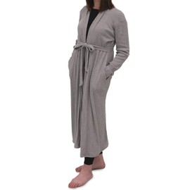 MONICA + ANDY Maternity Lounge Robe – 100% Organic Cotton Gown for Labor & Delivery at the Hospital, Home, Bath, Nursing & More – Essential Pregnancy & Postpartum Nightgown – Grey, Medium/Large