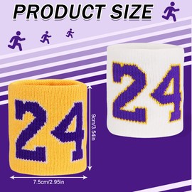 Pack of 2 Sweatbands Wrist, Absorbent Wrist Sweatbands, Fitness Sweatband, Cotton Sweatband Arm for Football, Basketball and Tennis Sports