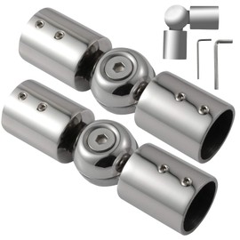 Anndason Heavy Duty Hinged Elbow Connector Curtain Rod Corner Connector Elbow Connector for 1 Inch Bay Window Curtain Rods, Silver Color, (Set of 2)