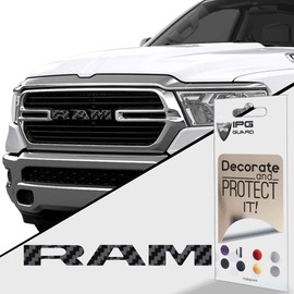 IPG for 2019-2021 Ram 1500 Grille Emblem Overlay Decal Stickers - Emblem Do it Yourself Stickers Set Personalize Your RAM (Black Carbon Fiber)