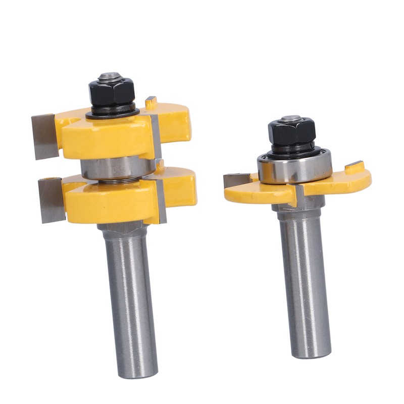 2Pcs Tongue Groove Router Bit T Shape 3 Teeth 1