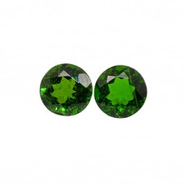 Chrome Diopside Round 6mm Approximately 1.63 Carat Matching Pair, Nice Faceted Deep Green Color, for Earring Making (4051)
