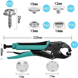 Heavy Duty Snap Fastener Kit – 210PCS Marine Grade Stainless Steel Snap Tool Set for Canvas, Boat Covers, Awnings, Fabric, Tents – Rustproof, Easy Installation, All-in-One Fastener Repair Kit-Orange