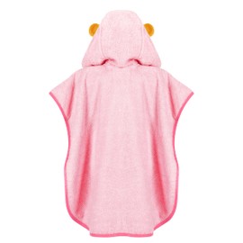 LAYNENBURG Premium Bath Poncho Children's with Hood - 100% Cotton - Oeko Tex - Baby Boys Girls Towel Poncho Terry Cloth, Pink - Giraffe