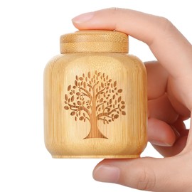 HOOMTREE Mini Urn for Ashes Human Made of Bamboo, Small Urn for Human Ashes with Engraved Tree of Life Pattern, Pet Fur Memorial Box for Cats, Dogs Ashes (Tree of Life, 1 Piece)