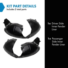 TRQ TRQ Inner Fender Liner Set Compatible with 2012-2017 Buick Verano GM1248258 GM1249258