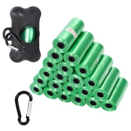 AUTOWT Bolsas de Basura para Perros, 22 Rollos Perro Bolsas de Residuos, Biodegradable Cachorros Perritos Recoger Bolsas Desechables con Dispensador y Clip de Correa Gratuitos (Verde)