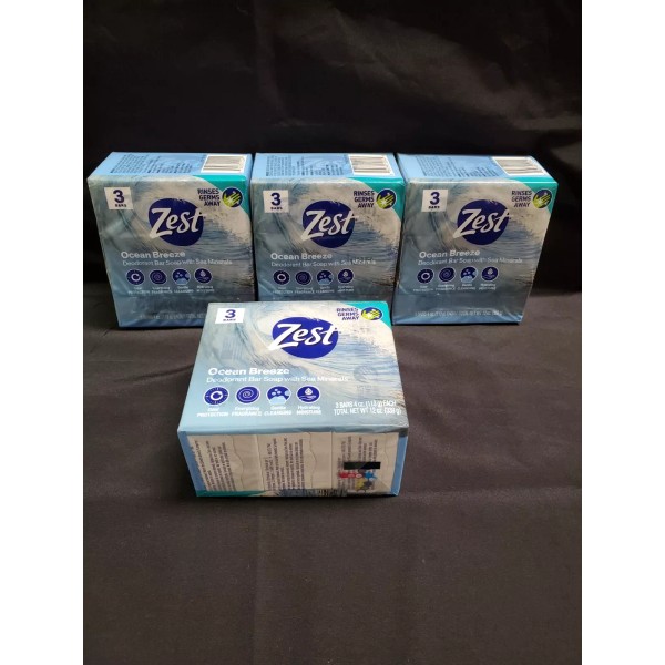 Zest Ocean Breeze Deodorant Bar Soap With Sea Minerals, 12