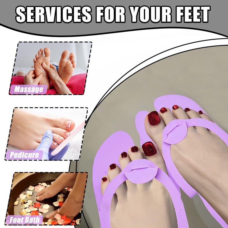 LYARCHTE 6 Pairs Disposable Foam Pedicure Slippers, Multi Color Bulk