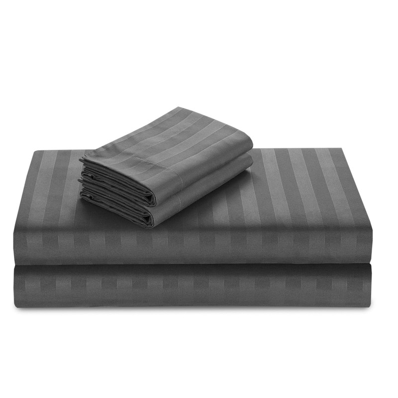 Casabella Satin Stripe Duvet Cover Sets, Luxurious Single Grey Bedding