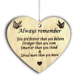 Pet-Jos Gift for her gift for him Always Remember Wooden Heart Plaque Gift for Your Best Friend Family Hanging Heart Wooden Sign Love Friendship Quote FBA