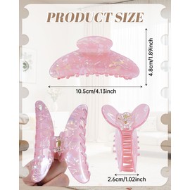 Mesovor 4 pack Acrylic Hair Clips Claws, Nonslip 4.1" Large Hair Grip Hairclips for Thin and Thick | French Banana Barrettes Hair Strong Hold Hair Jaw Clamps (Blue, Rose Red, Green, White)