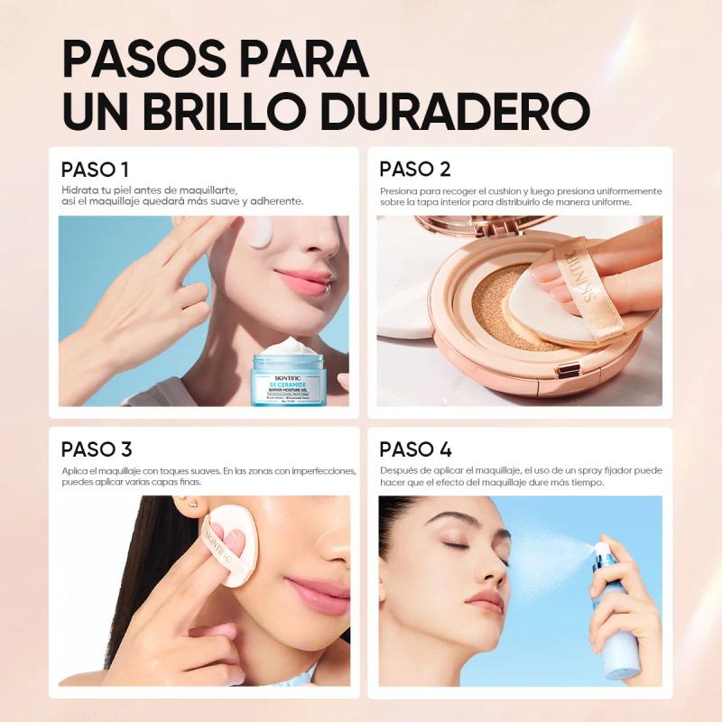 Skintific Cushion Base Maquillaje Ligero Cobertura Media