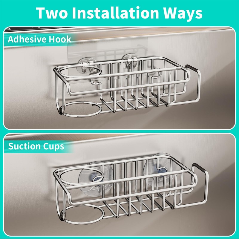 HapiRm 4 in 1 Sink Caddy Sponge Holder, SUS304 Stainless