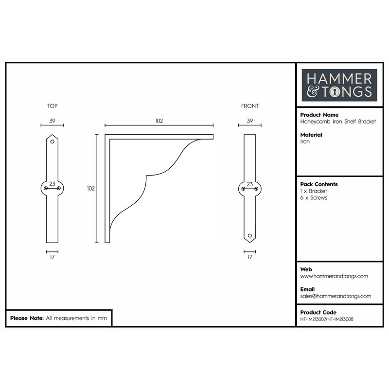 Hammer and Tongs - Honeycomb Iron Shelf Bracket - D100mm
