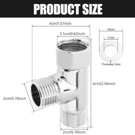 Qaestuan T Piece Water Connection Distributor, 1/2 Inch Brass, with 6 Washers, (Male x Female x Male) 3-Way T-Advertising Connector Swivel Pipe Fitting for Air Water Gas Oil Pipe