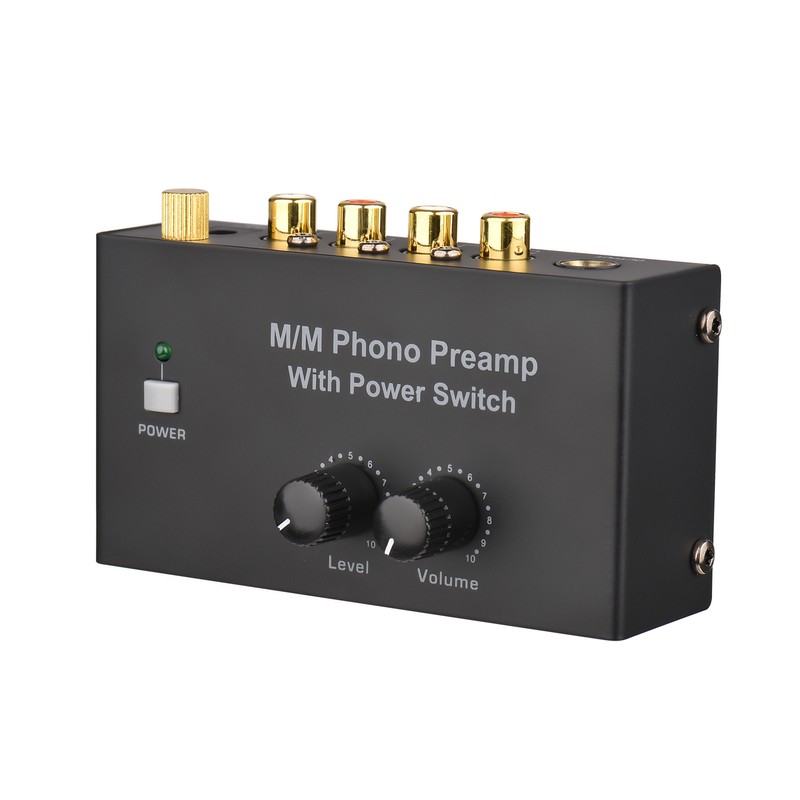 M/M Phono Preamp with Power Switch Ultra-compact Preamplifier with Level