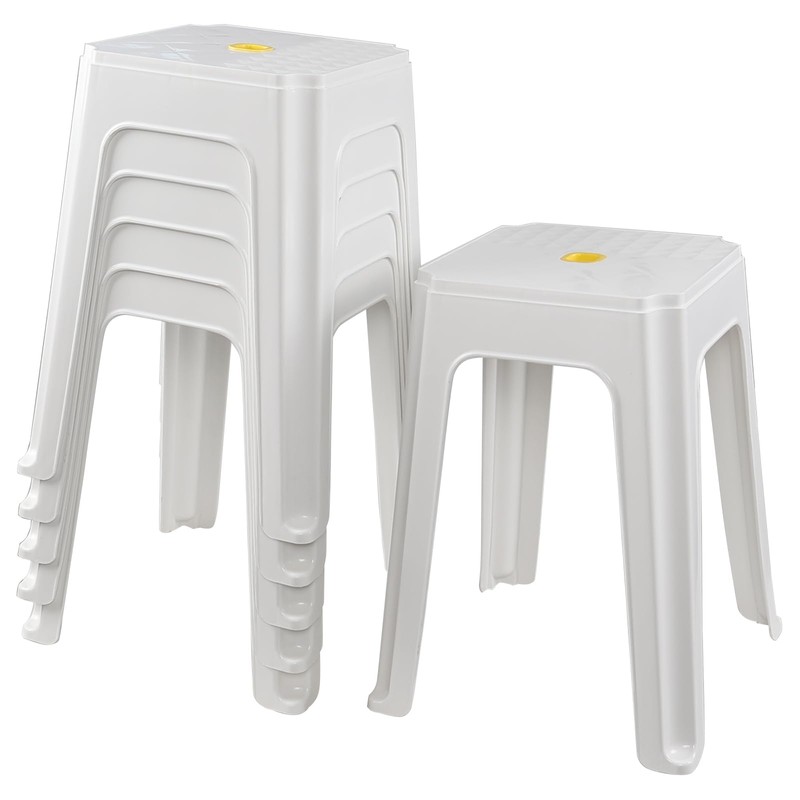 Afromy White Sitting Stool, Stacking Stools Chairs for Home, Office,