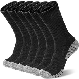 COZY CORE 6 Pairs Athletic Socks Cotton Cushioned Crew Running Socks for Men/Women,Sport Calf Socks Performance Cushioned & Breathable for Running Sports Training Hiking Gym Tennis