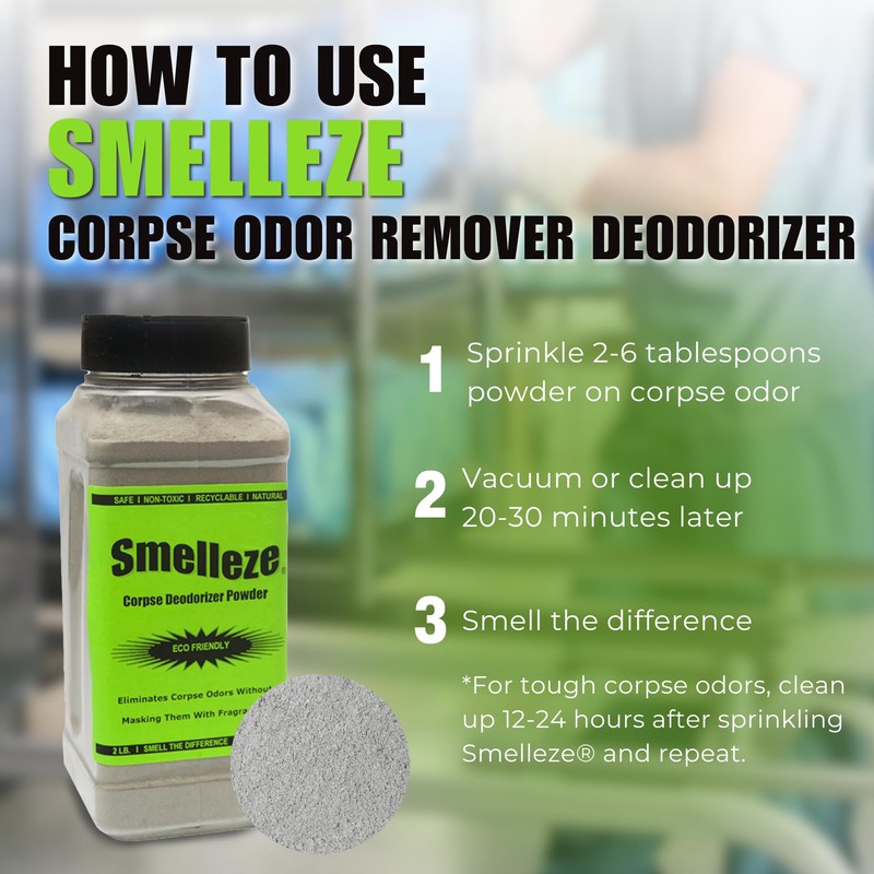 SMELLEZE Natural Corpse Odor Absorbent & Deodorizer Powder - Deodorizes