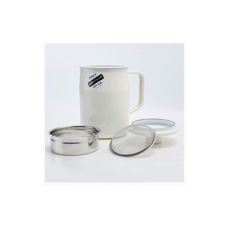 富士ホーロー 活性炭カートリッジでしっかり濾せる オイルポット 0.8L 活性炭 カートリッジ付 フィルトプラス レッド OPF-0.8L.R