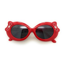 MyUV Baby and Children Bold Retro Oval Mod Thick Frame Cute Sunglasses Clout Goggles (Age;2-10) (Red, 36)