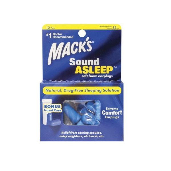 Mack's® Sound Asleep™ Soft Foam Earplugs with Travel Case, 12 Pairs