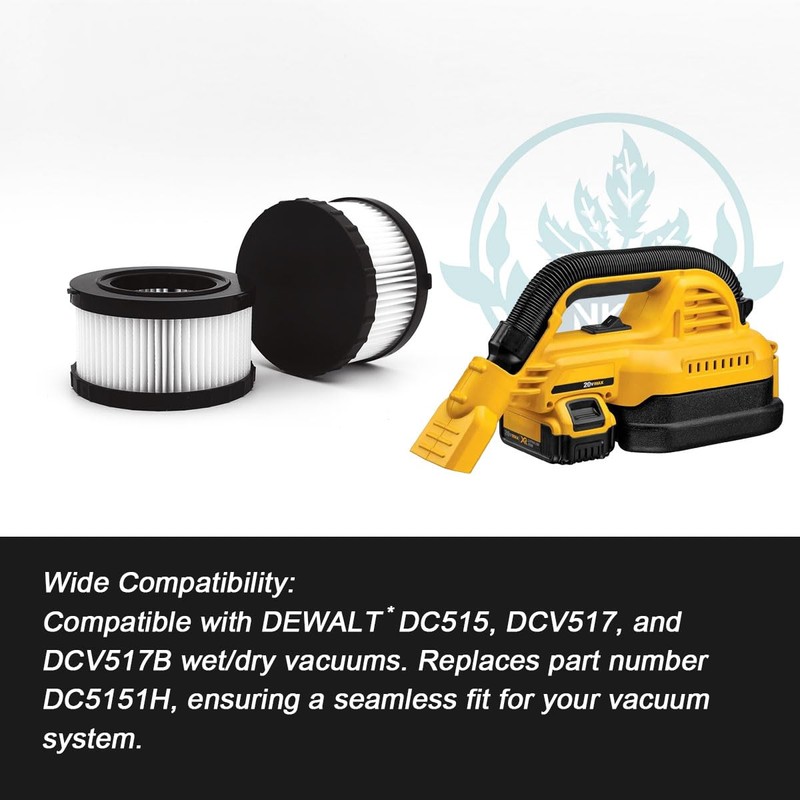 4 Pack DC5151H HEPA Filter Replacement Compatible with DEWALT DC515,