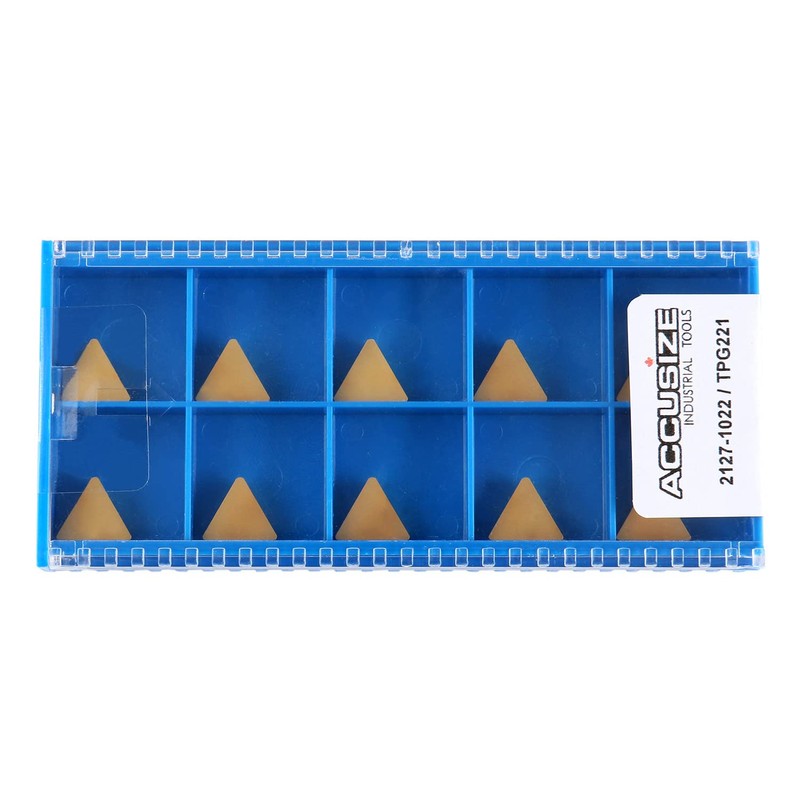 Accusize Industrial Tools Tpg221 Tin Coated Carbide Inserts, 10 Pcs/Box,
