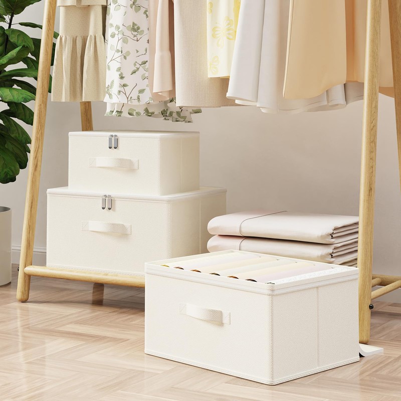 GUOHNHE Storage Bins with Zipper, Cube Organizer Basket with Lid,