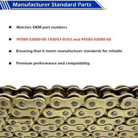 GOLKNHA 420 Chain 90 Links, X-Ring Gold Compatible with KLX110 KLX110L 2010-2024 TTR110E 2008-2024 MB165 MB200 CT200U CT200U-EX BT200X 196cc