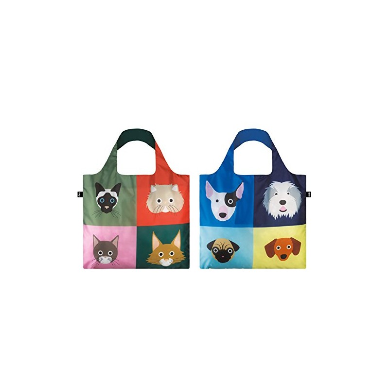 LOQI SC-PK"Stephen Cheetham Cats/Dogs" Reusable Shopping Bag (Pack of 2)