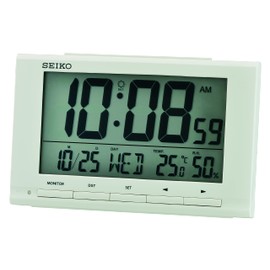 Seiko Clock Wecker digital weiß LCD QHL090W