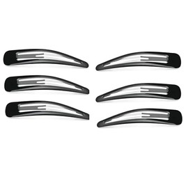 Mytoptrendz® 6 Pcs 7cm Large Snap Hair Clips Bendies Sleepies Plain Big Bendies Sleepies Hair Clips SlideHair Accessories for Girls and Women (Black -)