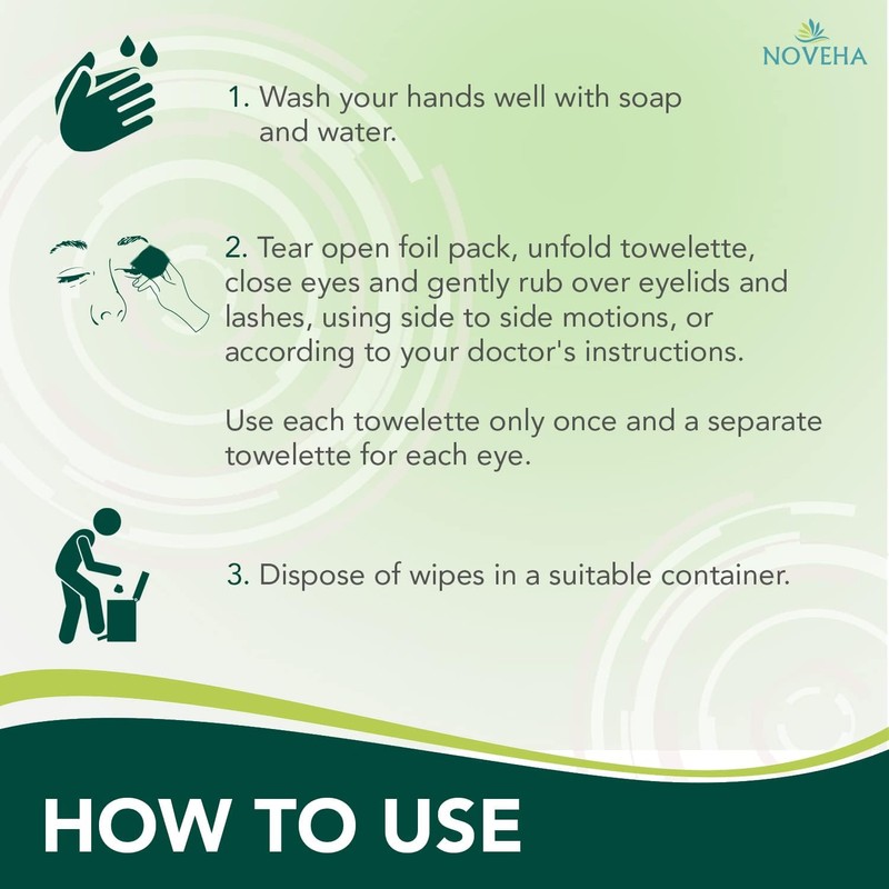 NOVEHA Demodex Eyelid & Lash Wipes | Box of 60