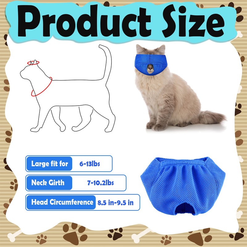 6 Pcs Cat Muzzle for Grooming Breathable Mesh Muzzles Gentle
