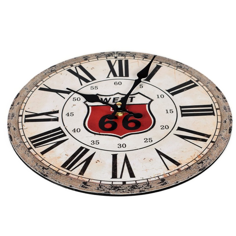 MDF Wall Clock Route 66 Diameter 28 cm