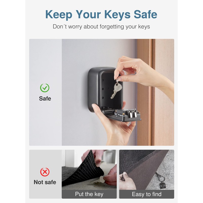 Puroma Security Key Lock Box, 4-Digit Combination Waterproof Lock Box